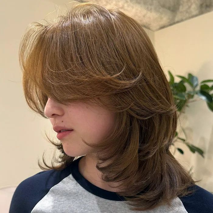 Fine Hair Shag Honey Blonde Curtain Bangs Fine Hair Shag Honey Blonde Curtain Bangs β Winter Layered Haircuts
