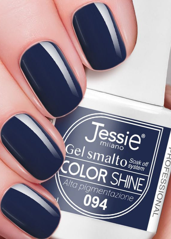 Deep Glossy Navy Rounded Squares — Navy Blue Nails