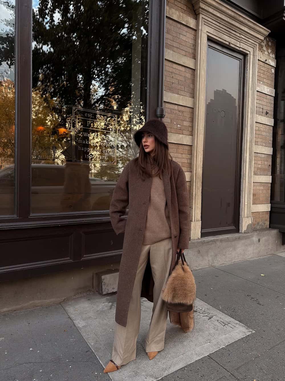 Sophisticated Monochromatic Brown Ensemble — NYC Winter Outfits
