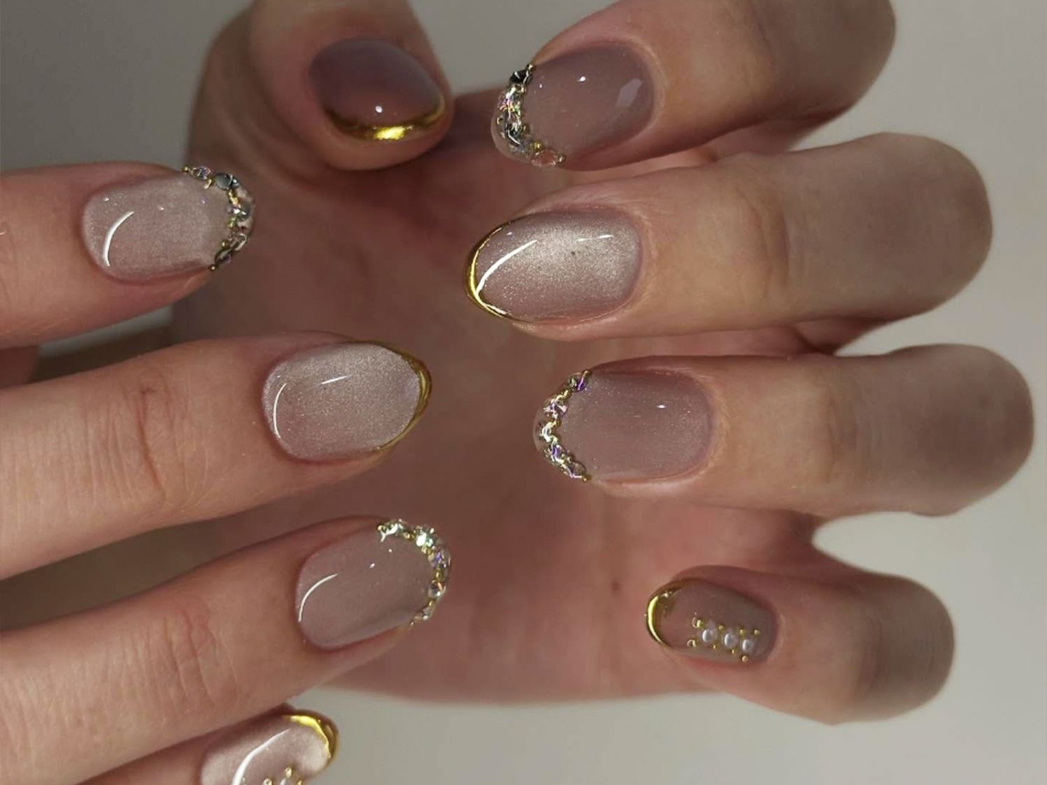 Rhinestone And Pearl Embellished Square Rhinestone And Pearl Embellished Square β Winter Nail Colors for Women Over 40