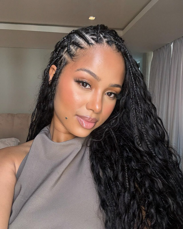 Shoulder-Length Braids with Wavy Ends — Winter Braids for Black Women