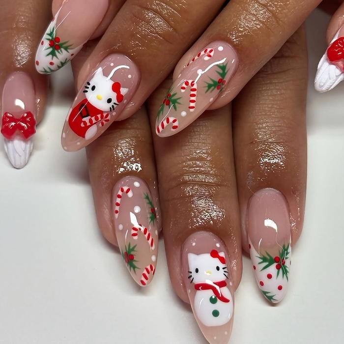 Medium Almond Nude Base Character Art Medium Almond Nude Base Character Art β Hello Kitty Christmas Nails 2026
