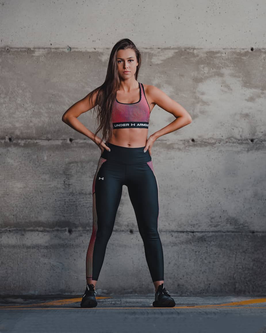 Striped Sports Bra with Coordinating Leggings — Winter Workout Outfits