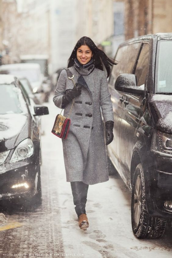 Classic Parisian Style: Long Wool Coat — Snow Day Outfits