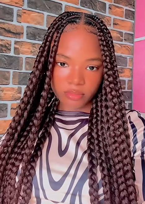 Dark Brown Box Braids with Metallic Gold Threads — Winter Braid Colors for Black Women