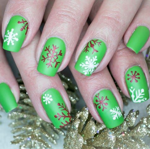 Snowflakes In Red And White Visual Idea Snowflakes In Red And White Visual Idea β Red and Green Christmas Nails 2026