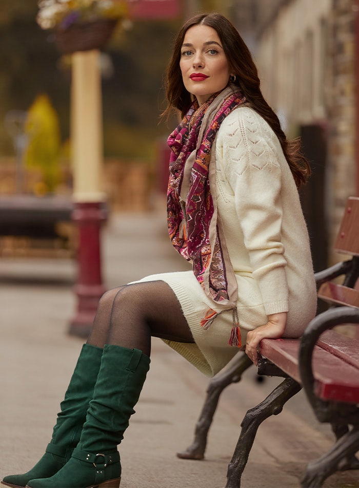 Cable Knit Midi Dress and Slouchy Boots: Casual Comfort — London Winter Outfits