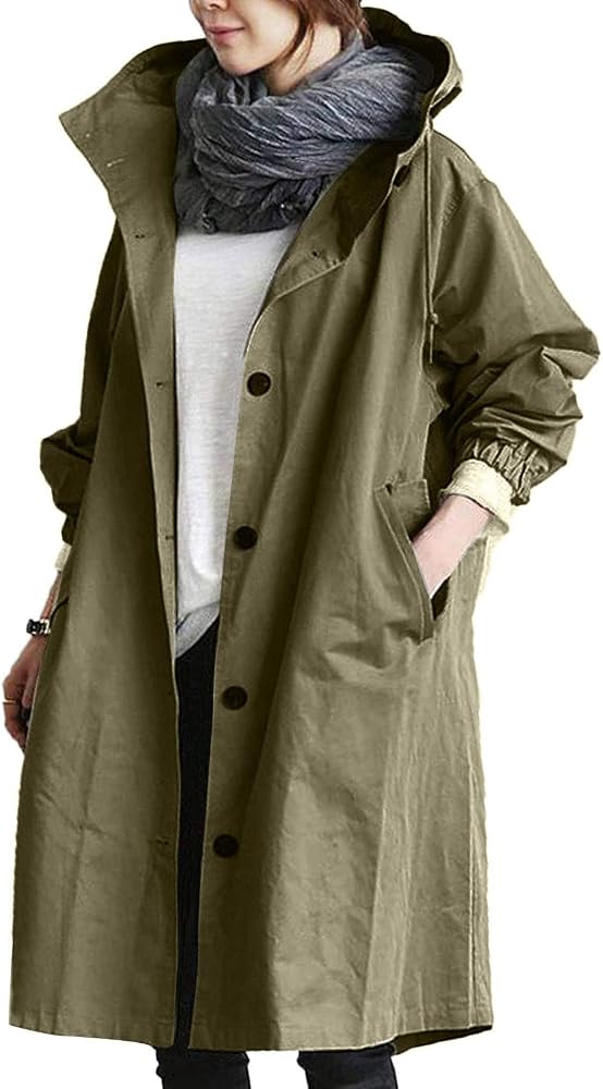 Olive Green Hooded Long Coat With Scarf Olive Green Hooded Long Coat With Scarf β Long Coat Outfits