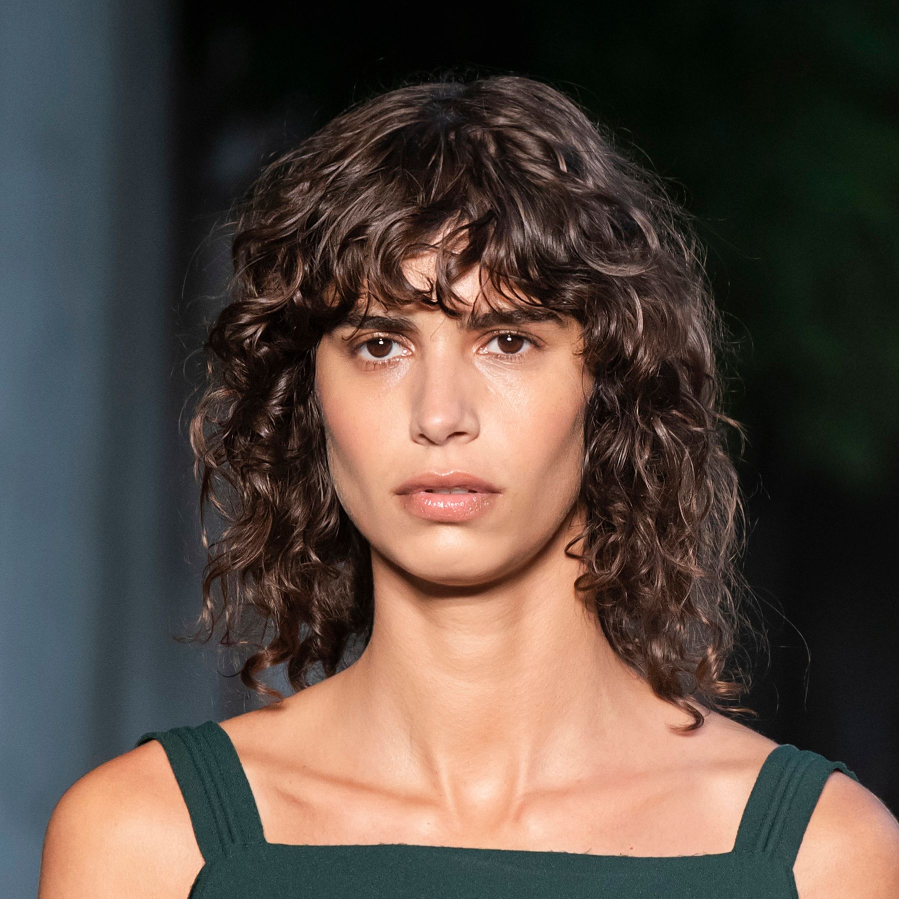 Collarbone Cut With Textured Curly Bangs Collarbone Cut With Textured Curly Bangs β Winter Hairstyles for Curly Hair