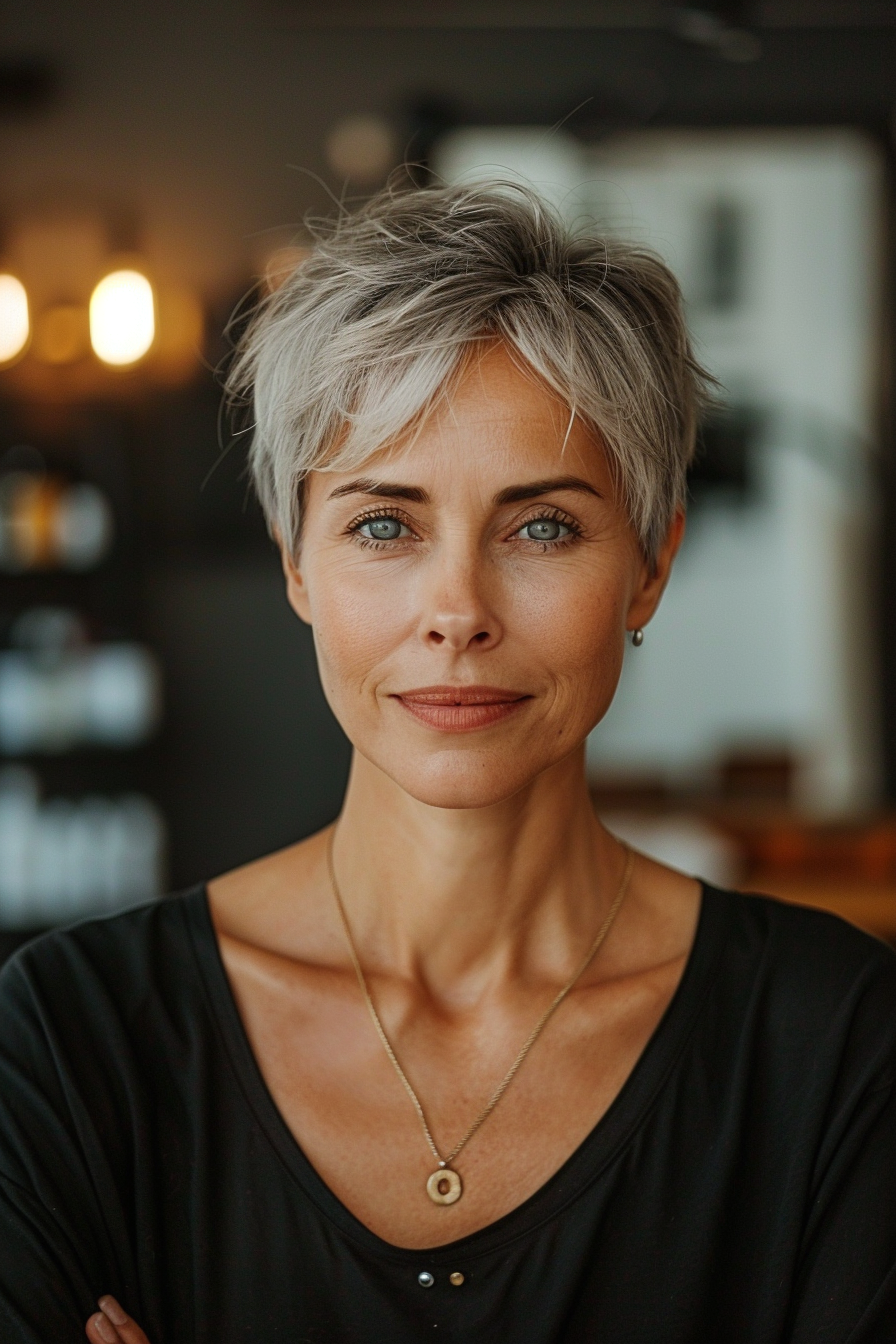 Textured Piecey Pixie — Winter Hairstyles for Women Over 60