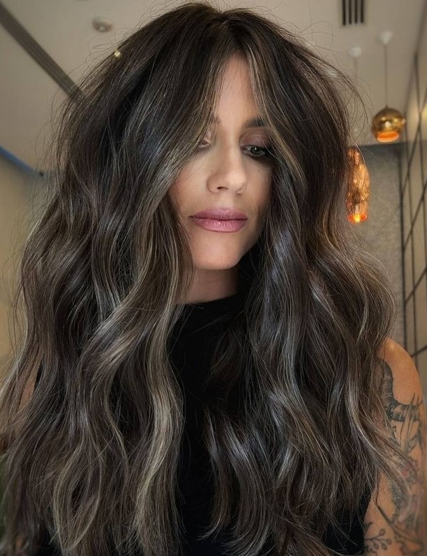 Espresso With Bold Ash Blonde Highlights — Espresso Brown Hair