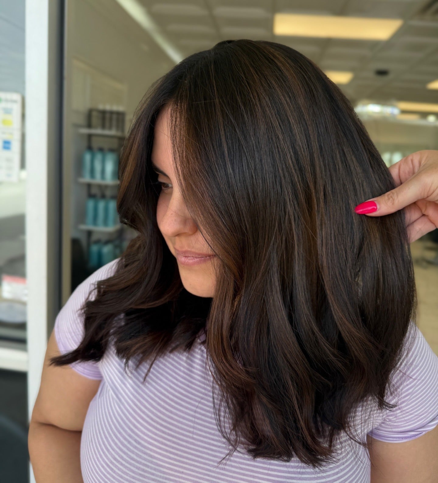 Layers Collarbone Espresso With Lighter Balayage — Espresso Brown Hair
