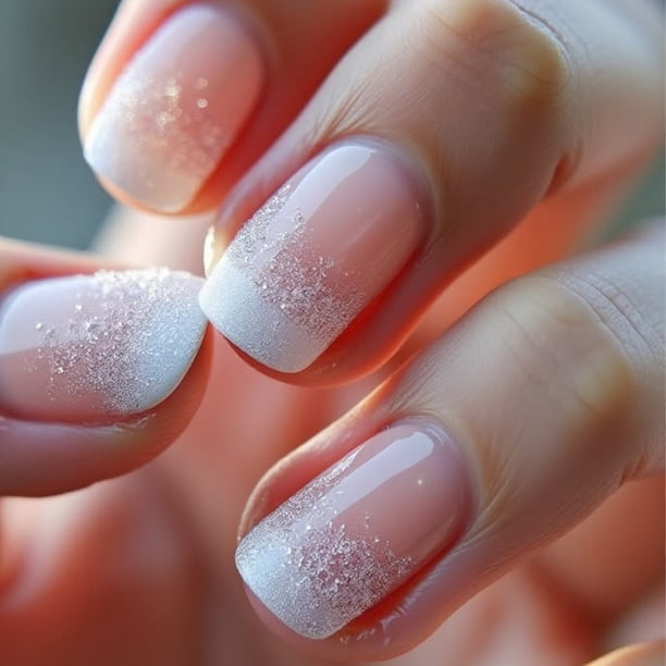 Matte Nude Glitter Gradient Tips Matte Nude Glitter Gradient Tips β New Years Square Nails 2027