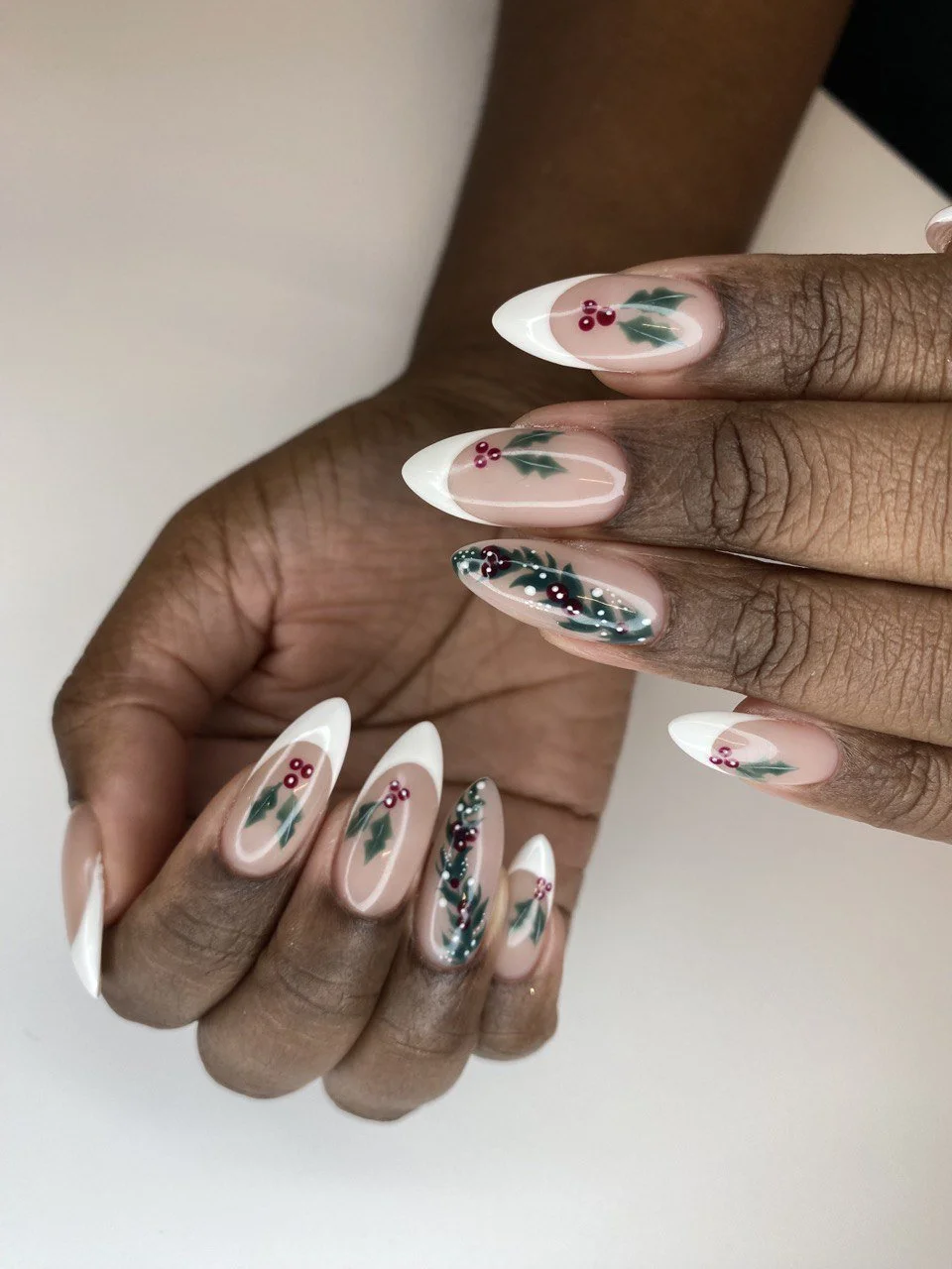 Holly Berry French Tip Almond Nails Holly Berry French Tip Almond Nails β Holiday Nails 2026