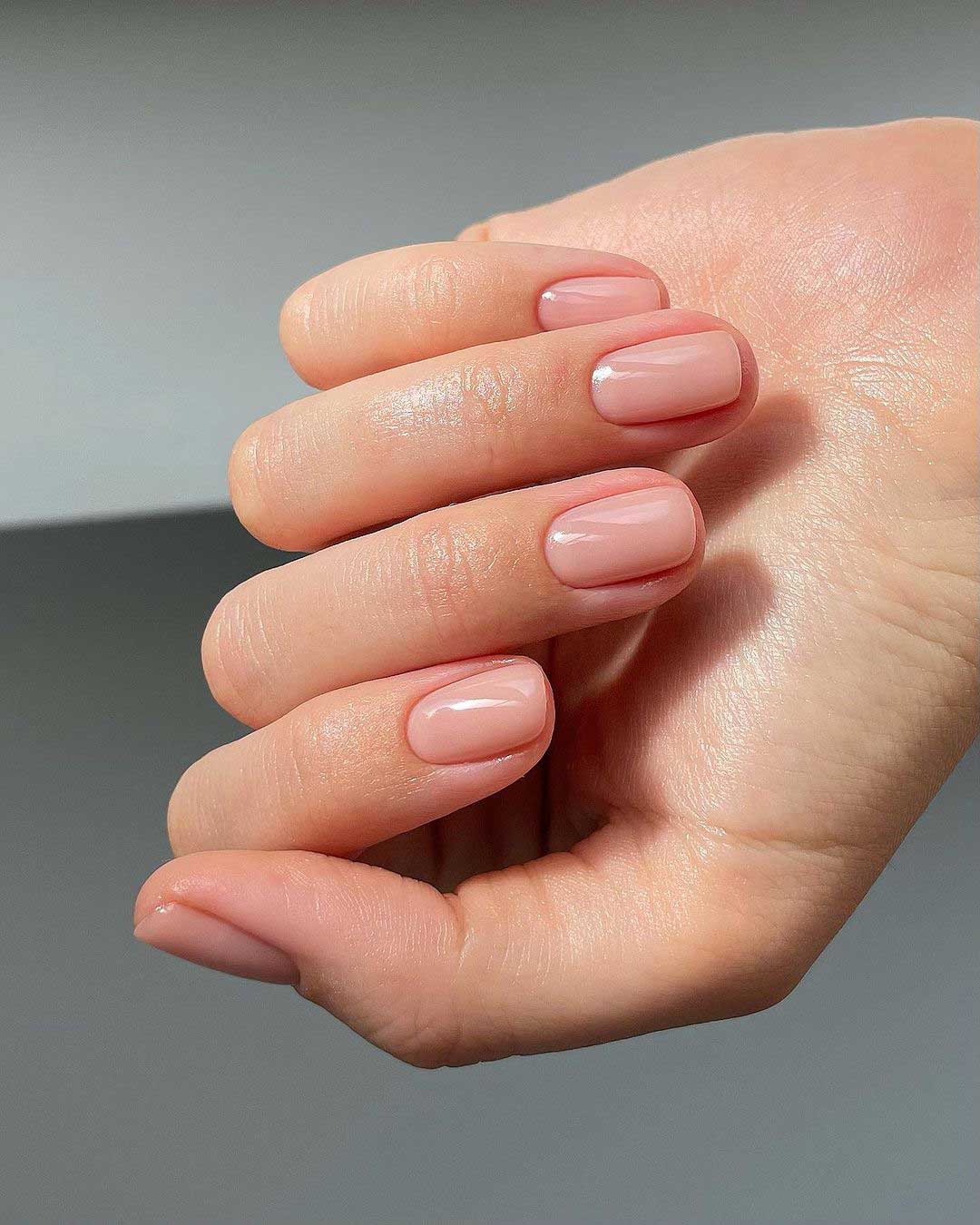 Sheer Nude Pink Glossy Square Nails — Everyday Winter Nails