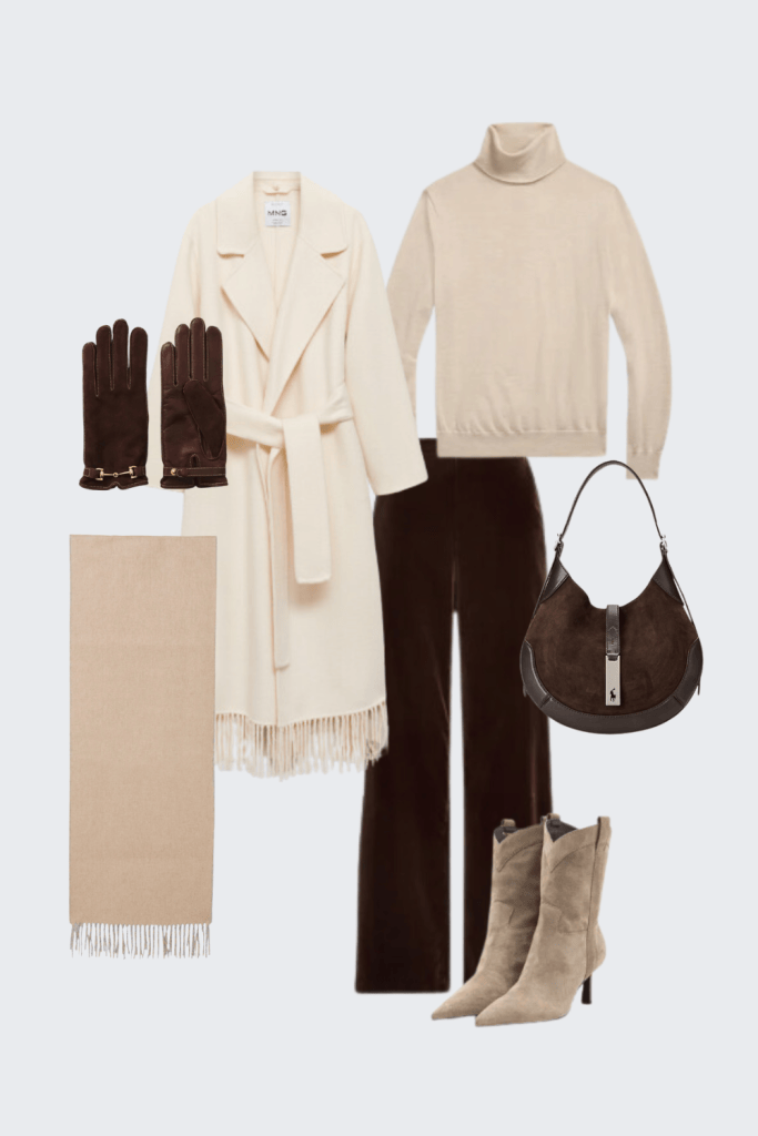 Beige Turtleneck with Burgundy Leather Skirt Beige Turtleneck with Burgundy Leather Skirt β Classy Winter Outfits