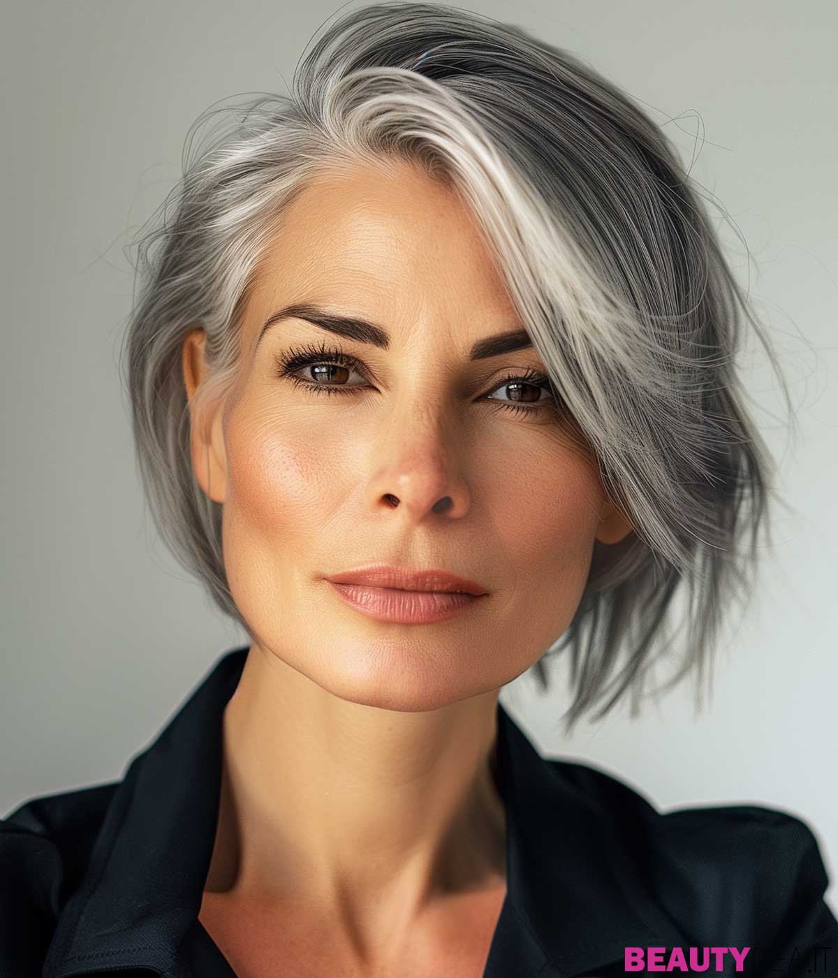 Grey With Silver Highlights Visual Idea — Winter Hairstyles for Women Over 70