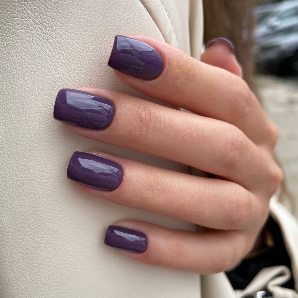 Deep Muted Purple Short Square Deep Muted Purple Short Square β Winter Purple Nails