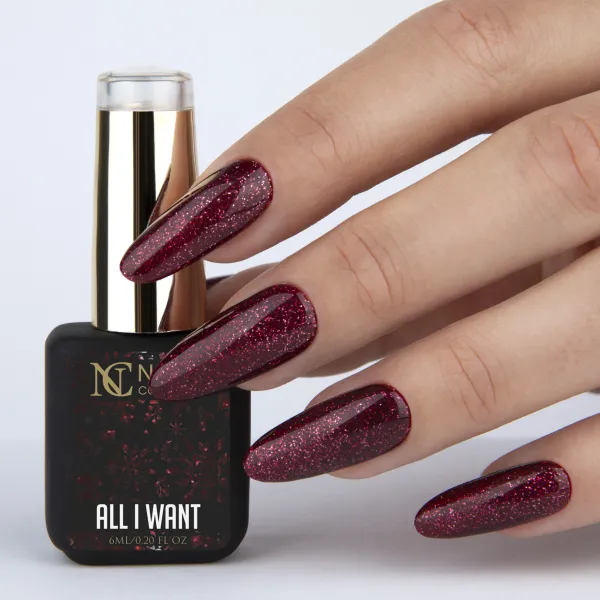 Long Coffin Burgundy with Red Glitter Long Coffin Burgundy with Red Glitter β Burgundy Christmas Nails 2026