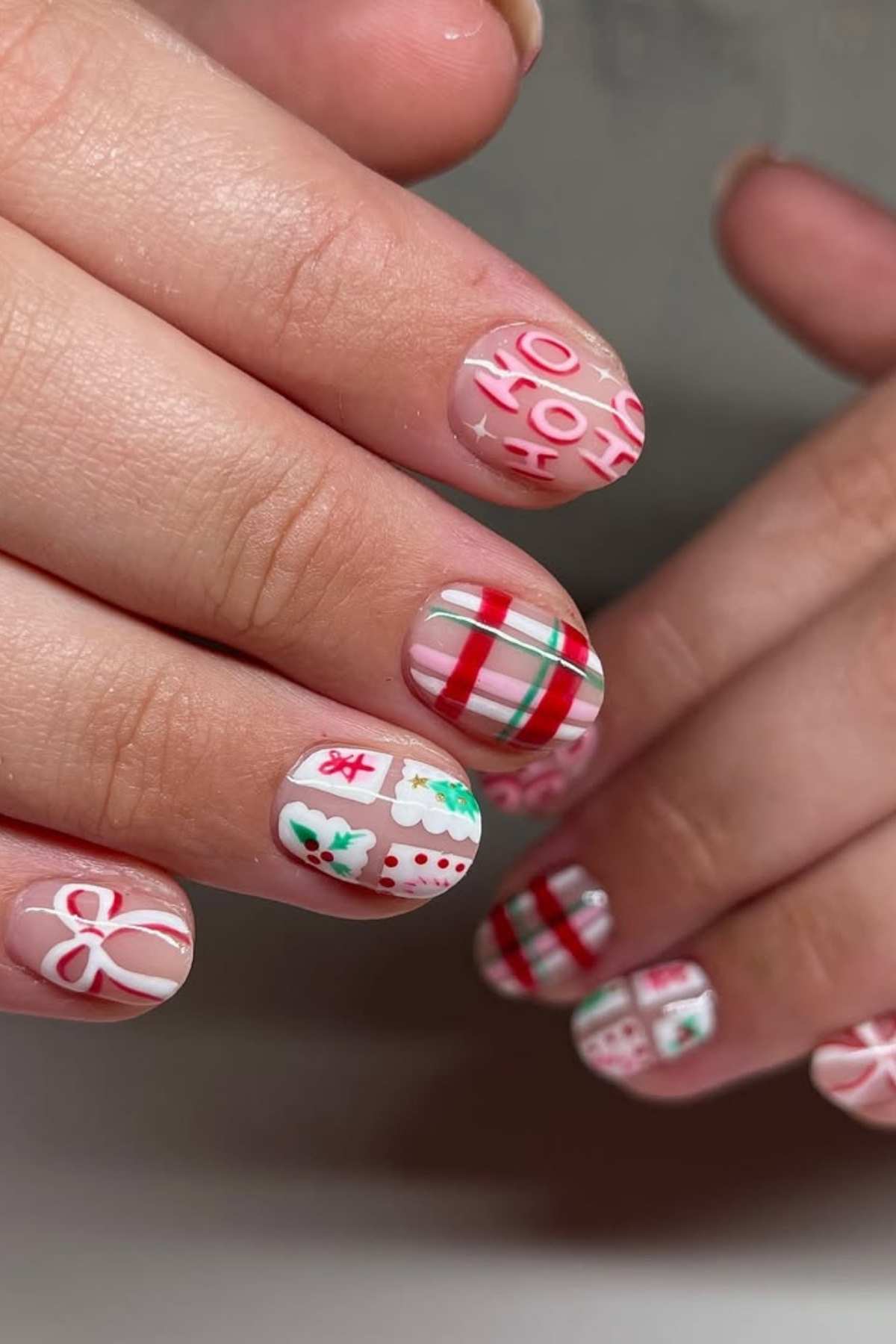 Nude HO HO HO Plaid Christmas Nails Nude HO HO HO Plaid Christmas Nails β Simple Christmas Nails 2026