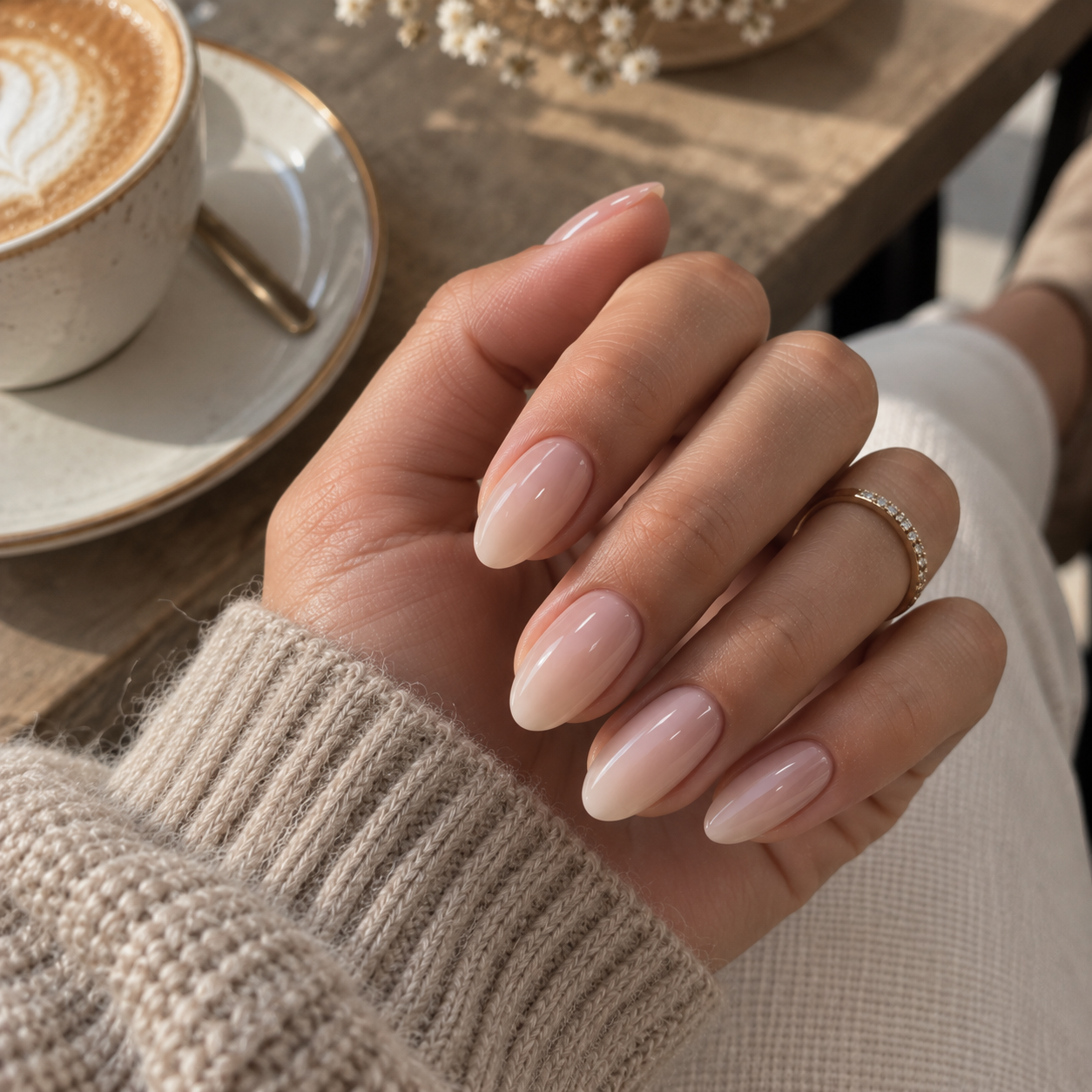 Milky Pink Warm Undertone Almond Nails Milky Pink Warm Undertone Almond Nails β Medium Winter Almond Nails