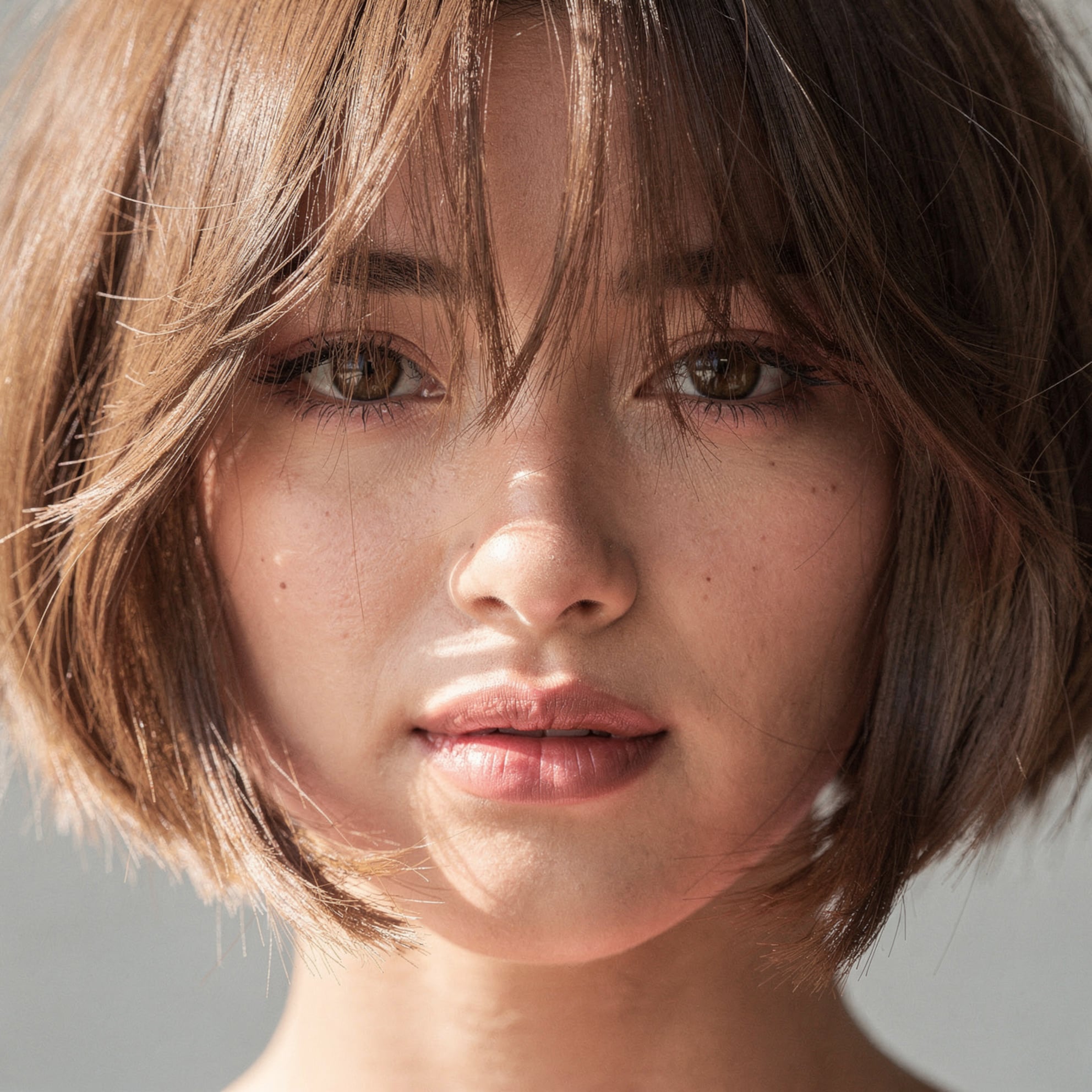 Medium Brown Blunt Bob With Blunt Bangs — Winter Haircuts for Women Over 60
