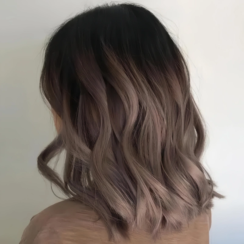 Ash Blonde Balayage on Dark Brown Lob — Winter Hair Colors for Brunettes