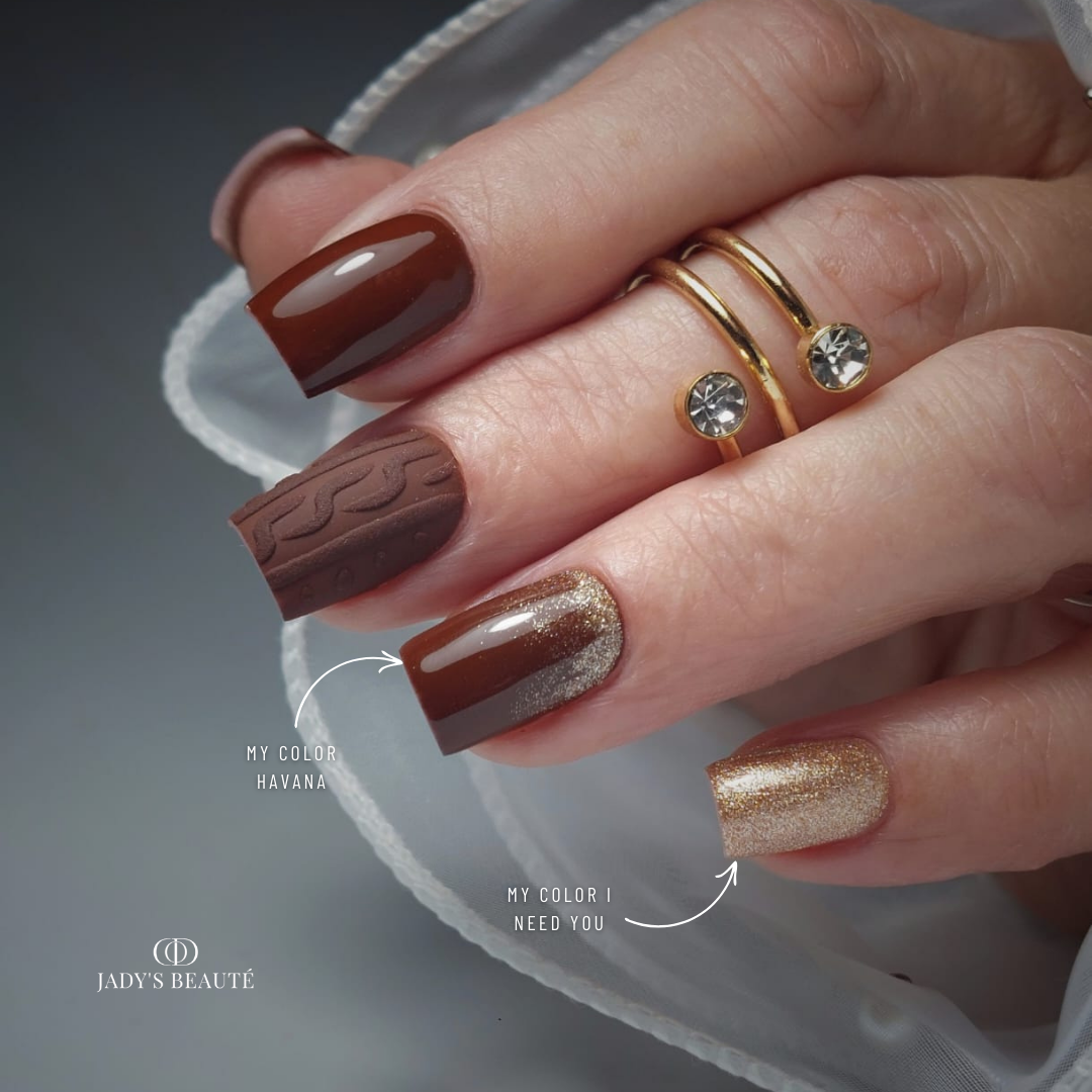 Chocolate Brown Cable Knit Texture Nails — Chocolate Brown Nails