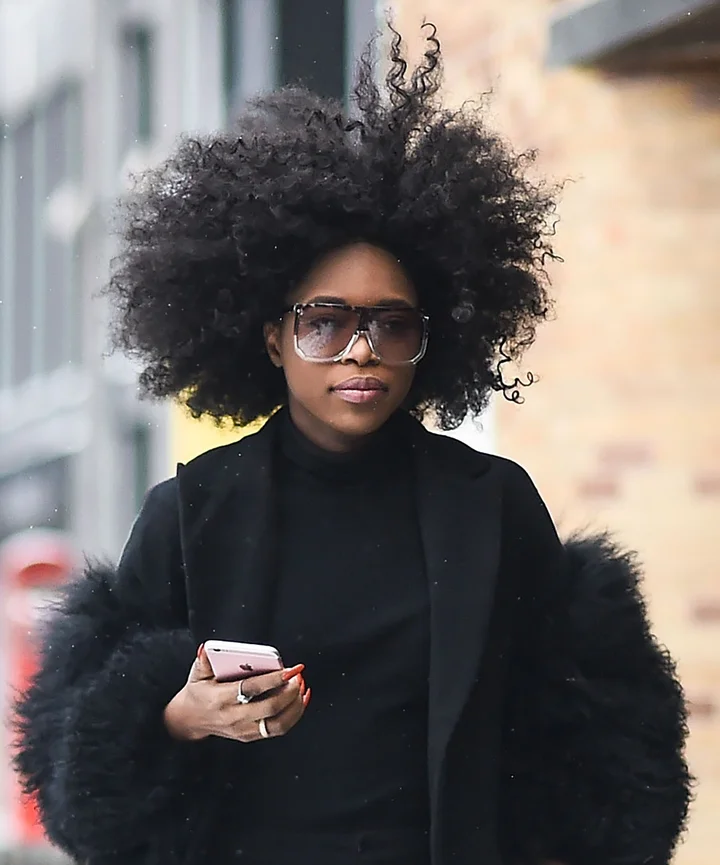 Mid-Back Voluminous Black Afro — Winter Haircuts for Curly Hair