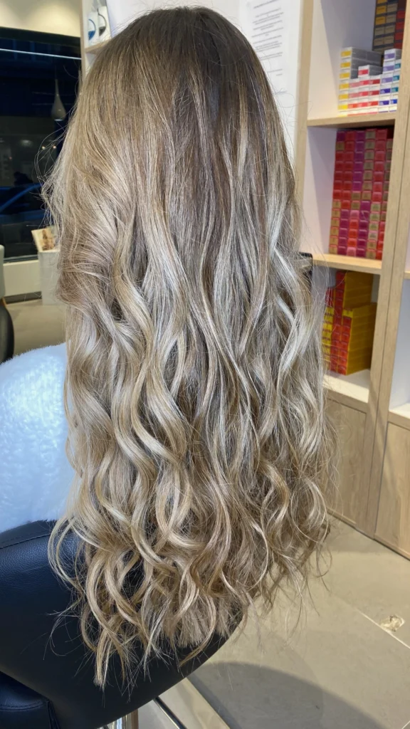 Mid-Back Dark Blonde with Beige Balayage Mid-Back Dark Blonde with Beige Balayage β Winter Balayage