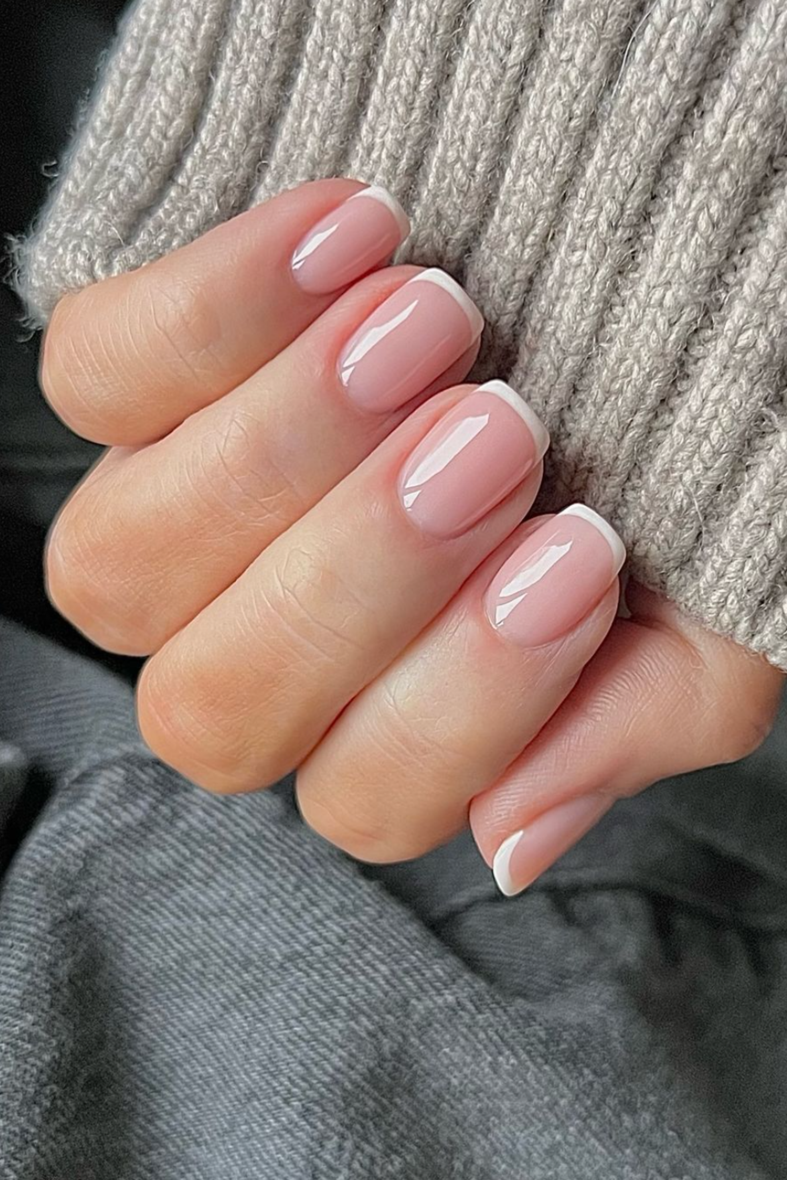 Classic Short Oval French Manicure Classic Short Oval French Manicure β Winter Work Nails