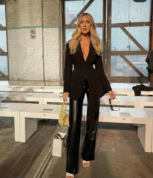 Edgy Black Blazer and Leather Trousers Combination — Winter Party Outfits
