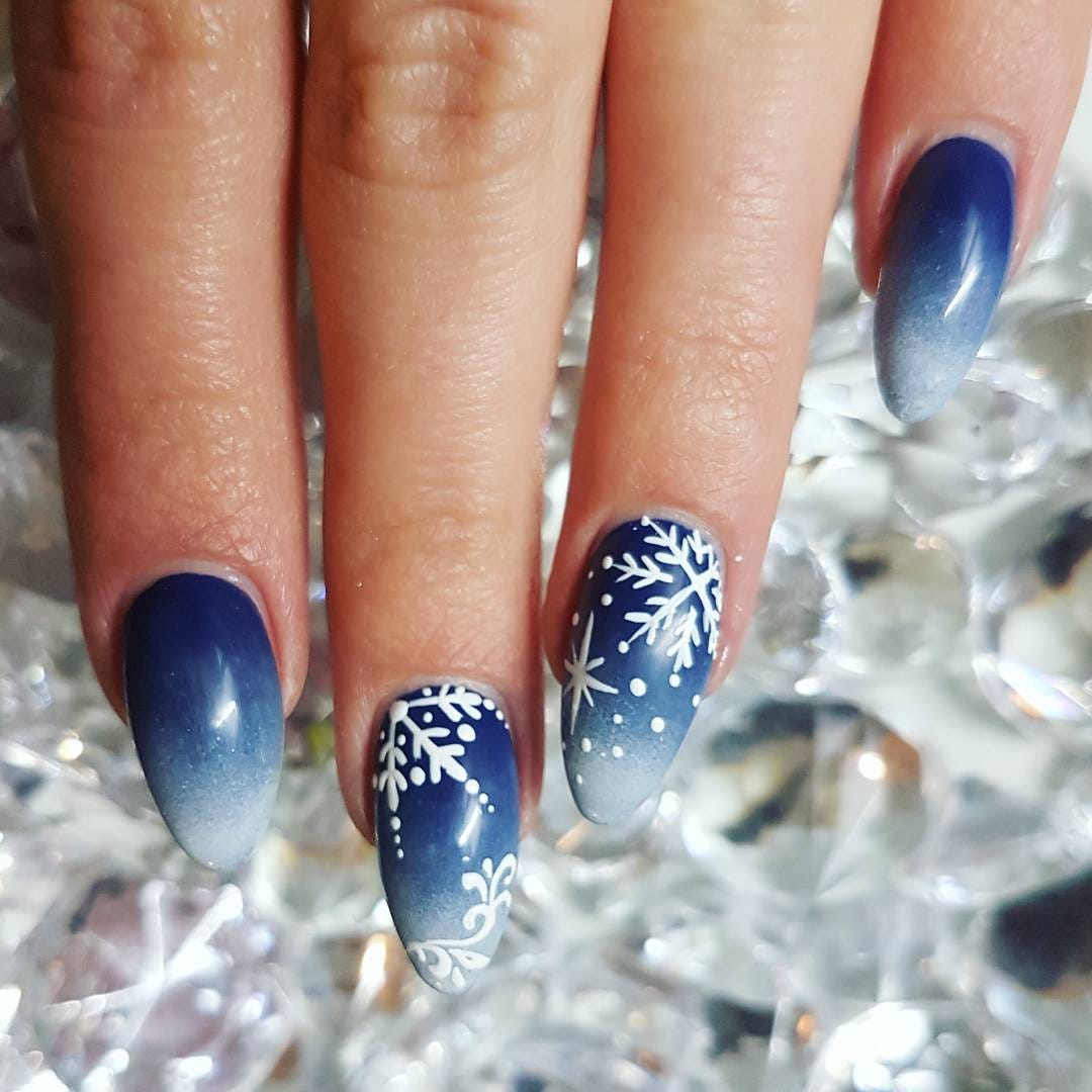 Long Stiletto Pink White Gradient Glossy — Winter Nail Designs