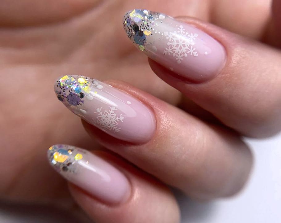 Pale Pink Snowflake Glitter OmbrΓ© Pale Pink Snowflake Glitter OmbrΓ© β New Years Nail Colors 2027