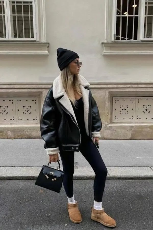 Shearling Jacket and Uggs for Ultimate Comfort — Ugg Boots Outfits