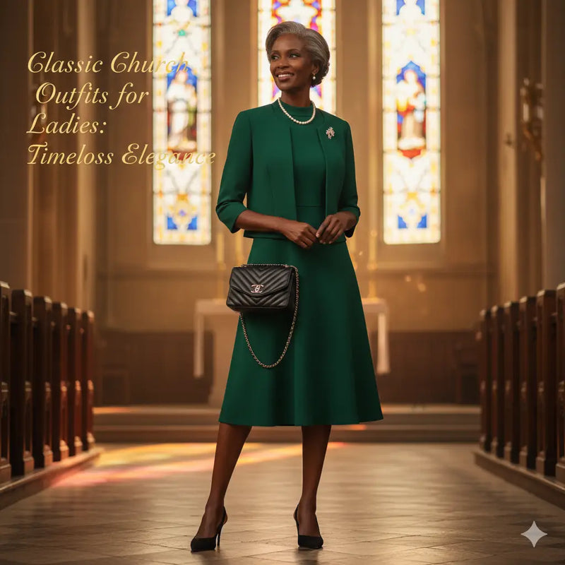Emerald Green Ensemble for a Church Event — Winter Church Outfits