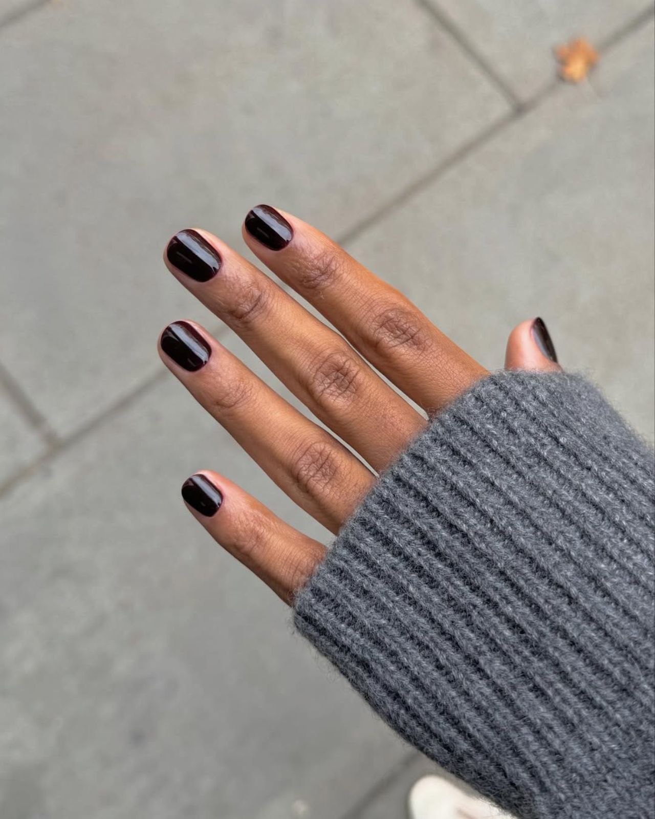 Dark Berry Glossy Short Square Nails — Winter Nail Colors for Women Over 60
