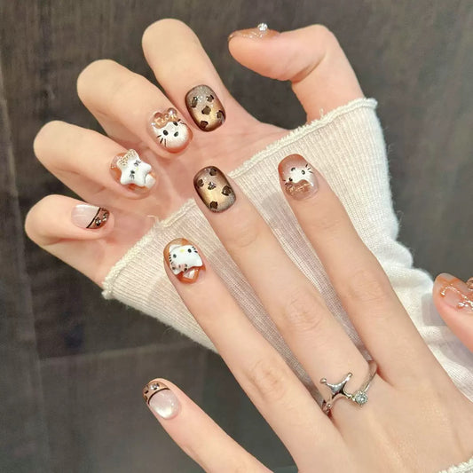 Medium Square Pink Glitter 3D Kitty Medium Square Pink Glitter 3D Kitty β Hello Kitty Christmas Nails 2026