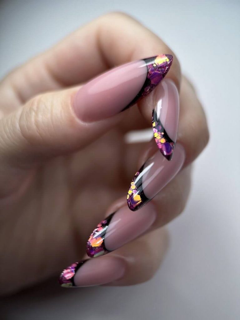 Glitter On Tips Black French Outline Visual Idea Glitter On Tips Black French Outline Visual Idea β New Years French Tip Nails 2027