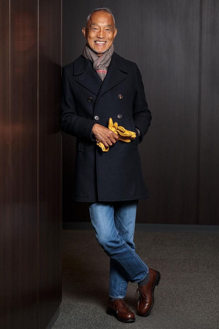 Navy Peacoat with Plaid Scarf and Yellow Gloves Navy Peacoat with Plaid Scarf and Yellow Gloves β Peacoat Outfits