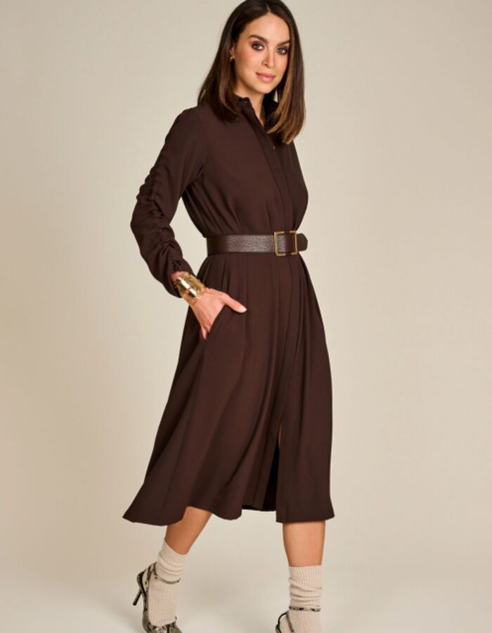 Chocolate Brown Shirt Dress with Snake Print Heels Chocolate Brown Shirt Dress with Snake Print Heels β Chocolate Brown Outfits