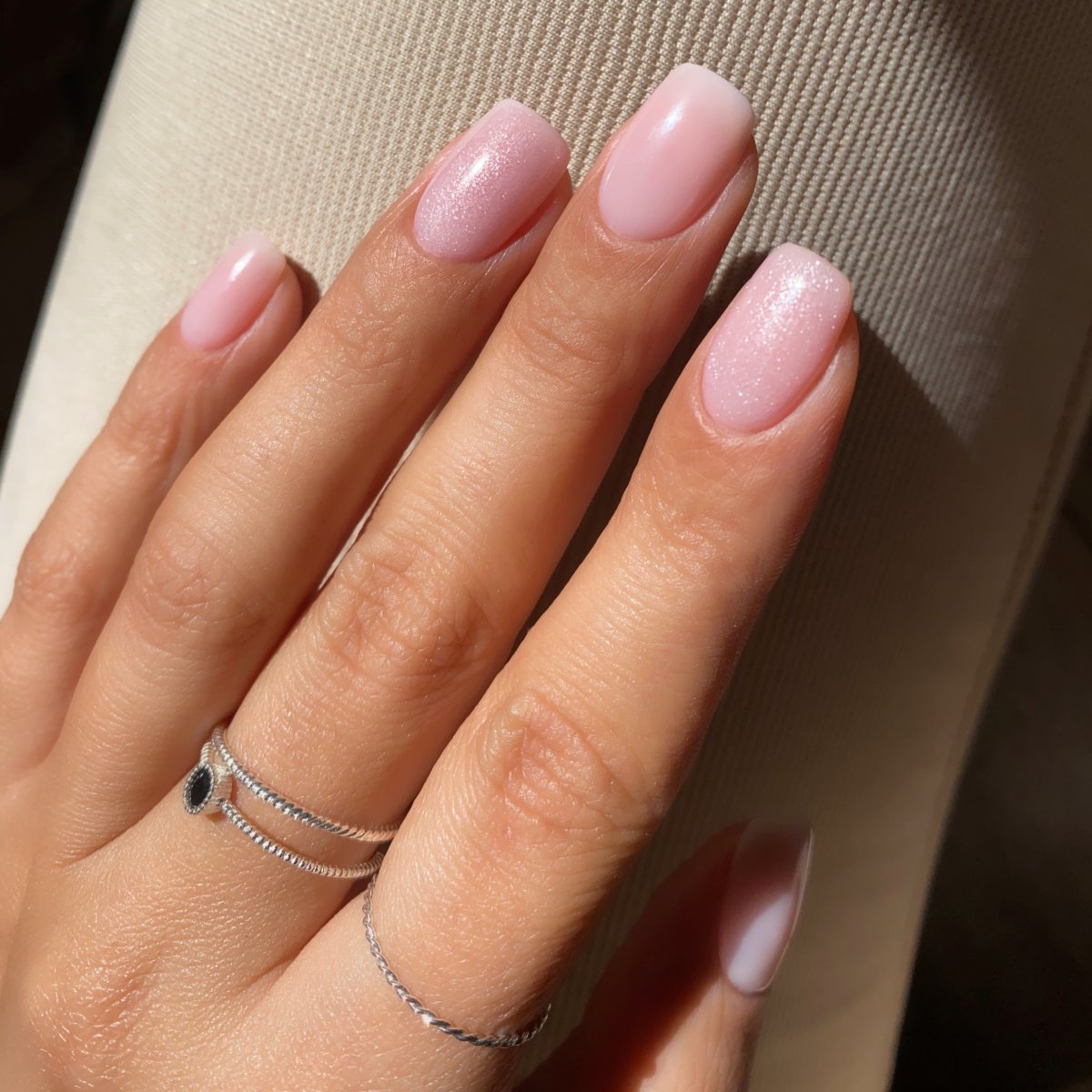 Glossy With Shimmer Visual Idea — Natural Winter Nails
