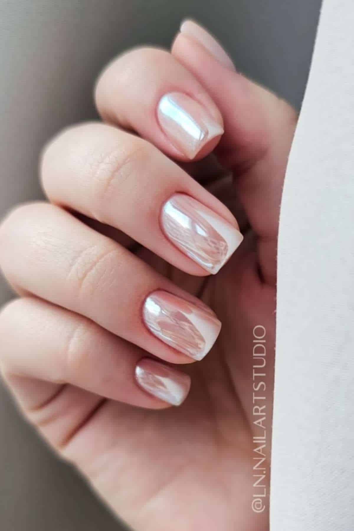Short Square Pale Rose Gold Chrome Short Square Pale Rose Gold Chrome β Winter Chrome Nails