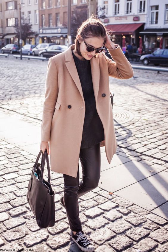 Close-up on White Sneakers and Wide-Leg Trousers — Winter Outfits with Sneakers