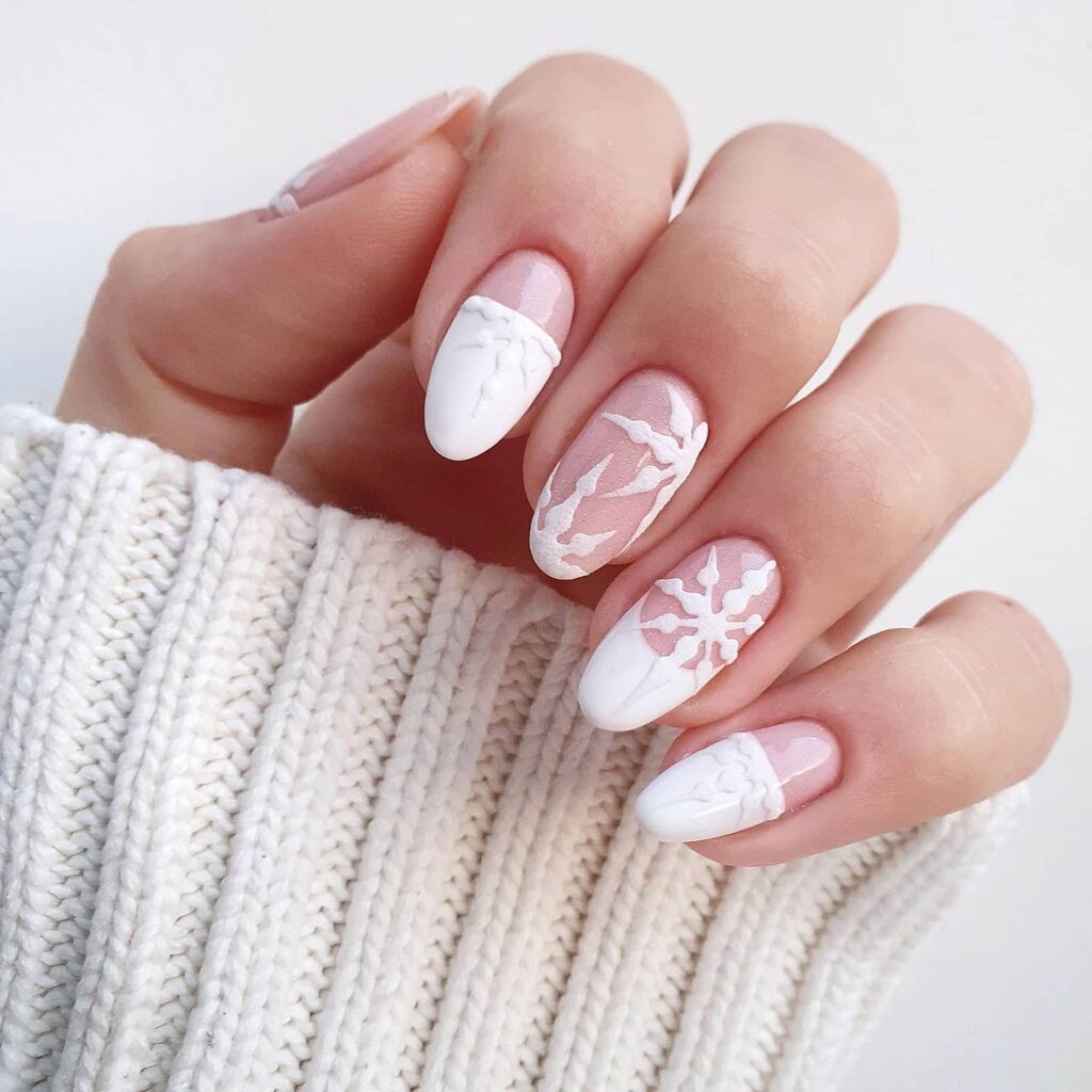 Sheer Pink Cable Knit Nails Sheer Pink Cable Knit Nails β Winter Nail Art Simple