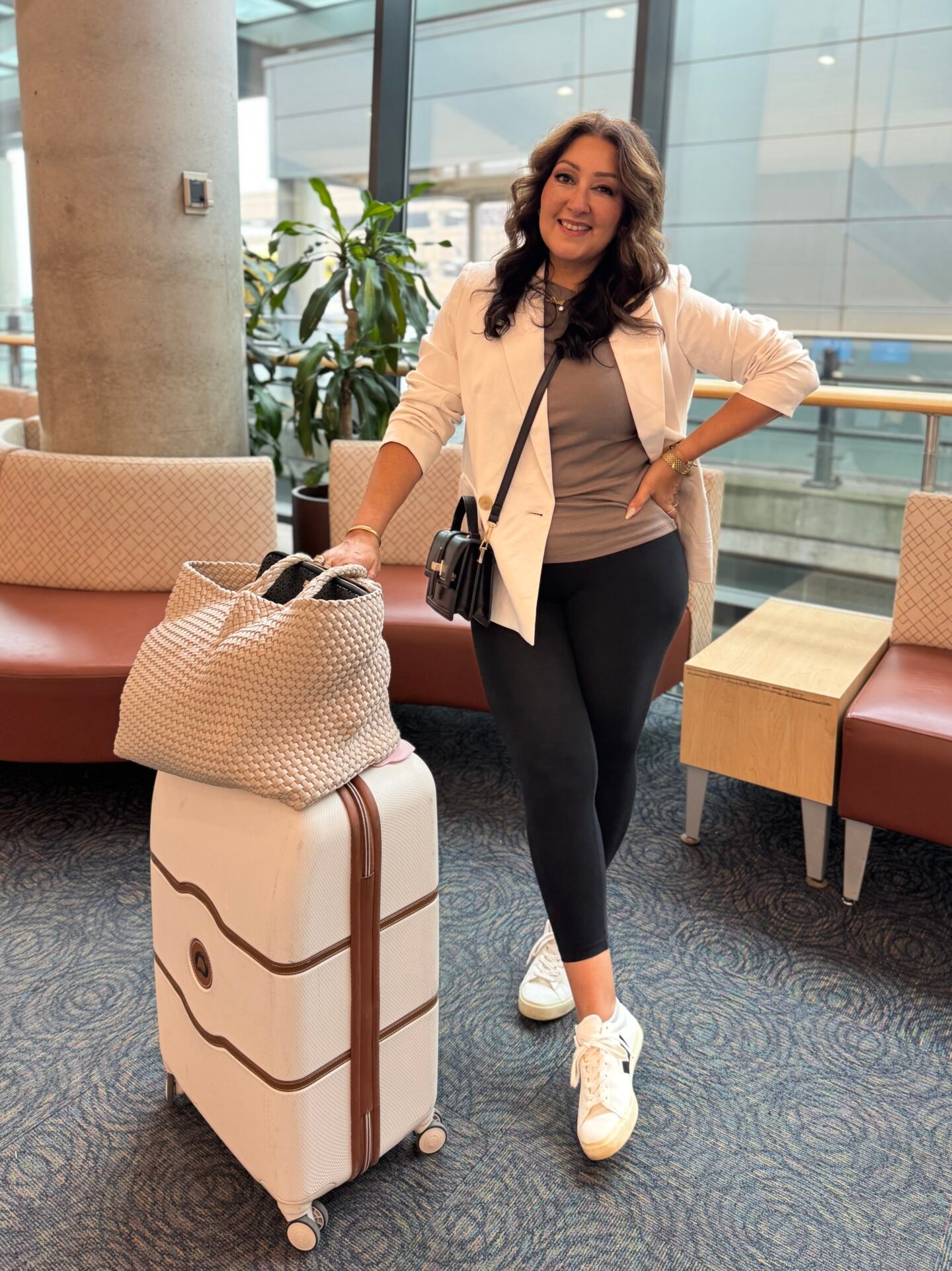 Smart Ivory Blazer for Elevated Airport Travel — Winter Travel Outfits