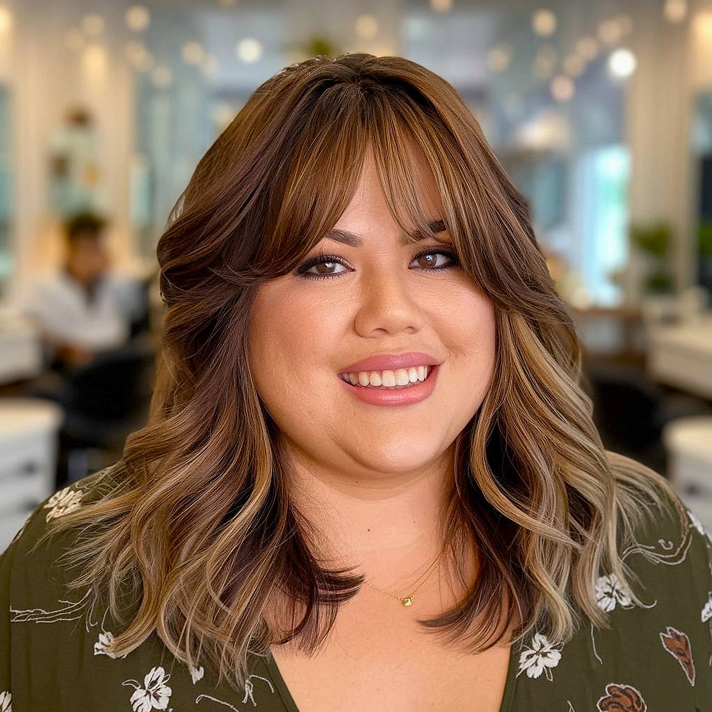 Dark Brown With Blonde Balayage Visual Idea Dark Brown With Blonde Balayage Visual Idea β Winter Haircuts for Round Faces