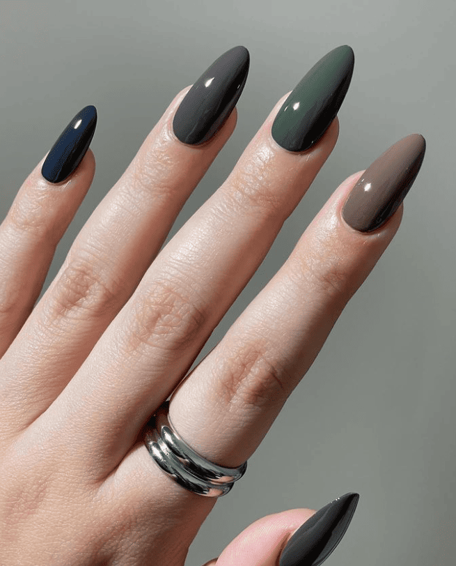Long Almond Winter Jewel Tones Long Almond Winter Jewel Tones β Winter Nail Art Simple