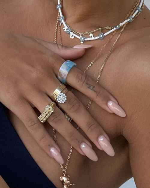 Heart French Tip Almond Winter Nails Heart French Tip Almond Winter Nails β Medium Winter Almond Nails