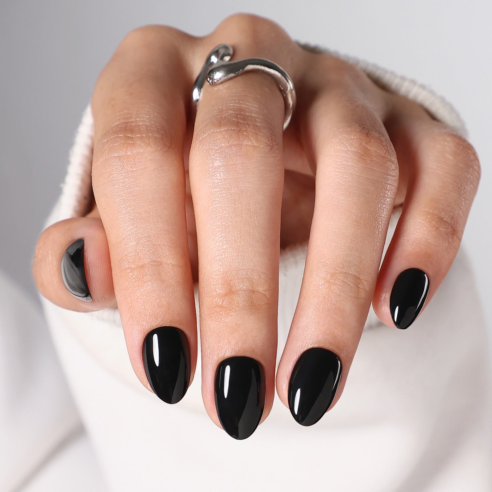 High Gloss Visual Idea — Short Winter Almond Nails